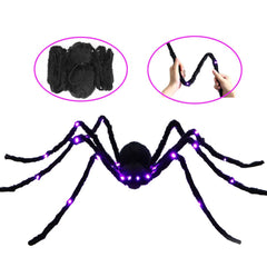 4FT Halloween Giant Spider, Light Up Spider Outdoor with Purple Lights, Black Scary Spider Halloween Decorations