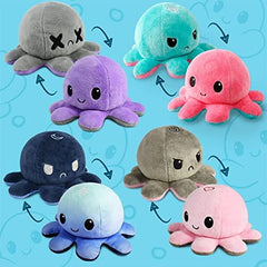 The Original Reversible Octopus Plushie | Patented Design | Light Pink and Light Blue | Show your mood without saying a word!