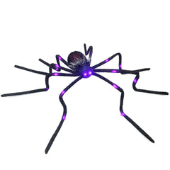 4FT Halloween Giant Spider, Light Up Spider Outdoor with Purple Lights, Black Scary Spider Halloween Decorations