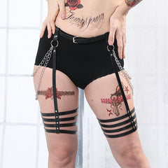 Waist Chain Black Leather Body Chain Harness Belly Belt Chains Nightclub Party Body Accessories Jewelry