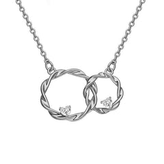 Sterling Silver Interlocking  2 Loop Necklace for Sisters, Birthday Jewelry Friendship Gifts