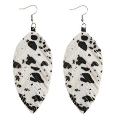 Large Leather Hand Fringed Feather Lightweight  Earrings for Women Girls Fashion