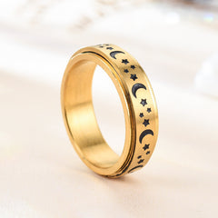 Stainless Steel Spinner Rings Moon and Star Ring Hand Ring