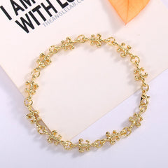 Gold Plated Gold and Multi-Color Crystal Baguette Anklet