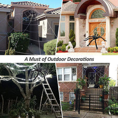 200" Halloween Spider Web + 59" Giant Spider Decorations Fake Spider with Triangular Huge Spider Web for Halloween Decorations