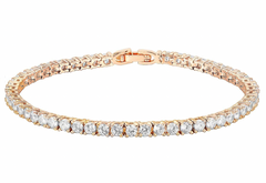 14K Gold Plated 3mm Cubic Zirconia Classic Tennis Bracelet | Beautiful Gold Bracelets for Women | Size 6.5-7.5 Inch