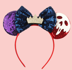 Halloween Mouse Ears Headband Sequin Bow Pumpkin Hair Hoop, Party Decoration Costume Headwear Hair Accessories for Women Girls (Halloween 1)