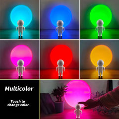 The astronauts Sunset Lamp Projection Rotation Rainbow Projection Lamp Led Romantic Visual Led Light Network Red Light Gift for girls Christmas gift