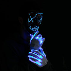 Halloween Led Mask Light Up Scary Mask and Gloves with 3 Lighting Modes for Halloween Cosplay Costume and Party Supplies