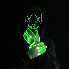 Halloween Led Mask Light Up Scary Mask and Gloves with 3 Lighting Modes for Halloween Cosplay Costume and Party Supplies