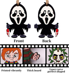 Halloween Decorations Halloween Ornaments 10Pcs Wooden Hanging Horror Movie Characters for Halloween Trees Decoration