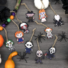 Halloween Decorations Halloween Ornaments 10Pcs Wooden Hanging Horror Movie Characters for Halloween Trees Decoration