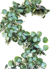 Eucalyptus Garland - Lush, Natural Looking Artificial Faux Greenery Garland Vine for Wedding Decor, Table Runner, Mantle. Abundant Textured Boxwood, Silver Dollar Eucalyptus Leaves