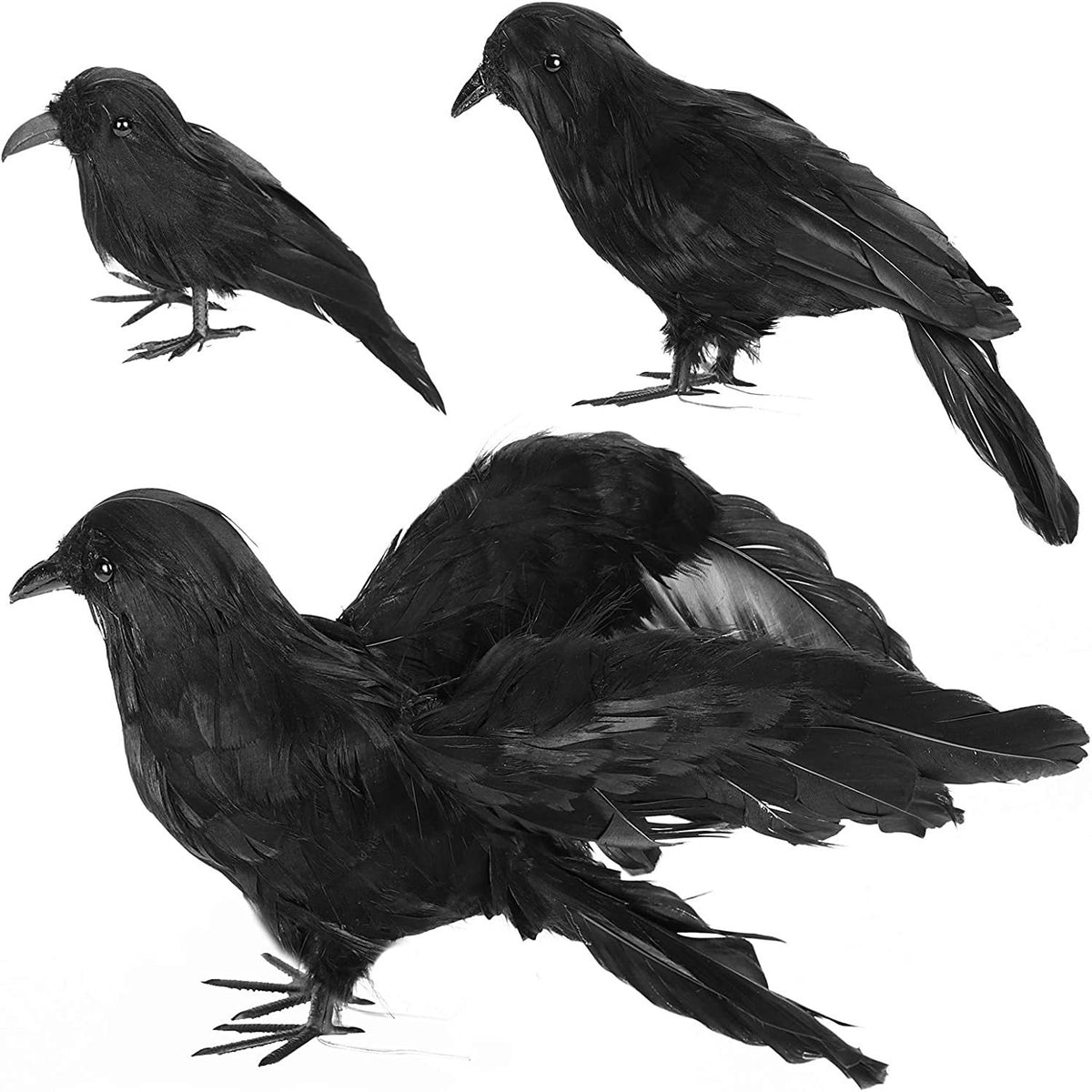 Halloween Decoration Realistic Crows Halloween Handmade Crow Prop Feathered Black Crows Props Raven Scene