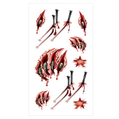 Horror Realistic Fake Bloody Wound Stitch Scar Scab Waterproof Temporary Tattoo Sticker Halloween Masquerade Prank Makeup Props Accessories-5PC