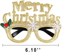 Fun 12Pcs Christmas Glasses Glitter Party Glasses Frames Christmas Decoration Costume Eyeglasses for Christmas Parties Holiday Favors Photo Booth (One Size Fits All)