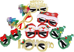 Fun 12Pcs Christmas Glasses Glitter Party Glasses Frames Christmas Decoration Costume Eyeglasses for Christmas Parties Holiday Favors Photo Booth (One Size Fits All)