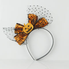 Halloween Mouse Ears Headband Sequin Bow Pumpkin Hair Hoop, Party Decoration Costume Headwear Hair Accessories for Women Girls (Halloween 1)