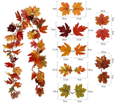 2 Pack Fall Garland Maple Leaf, 5.9Ft/Piece Hanging Vine Garland Artificial Autumn Foliage Garland Thanksgiving Decor for Home Wedding Fireplace Party Christmas