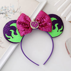 Halloween Mouse Ears Headband Sequin Bow Pumpkin Hair Hoop, Party Decoration Costume Headwear Hair Accessories for Women Girls (Halloween 1)