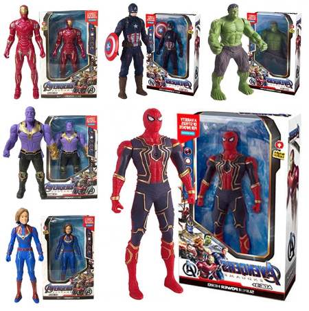 17Cm Marvel Spiderman Hulk Ironman Anime Action Figure Toy Christmas Gift Pvc Movable Joints Luminous Doll Collection Model Toys