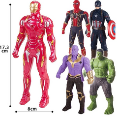 17Cm Marvel Spiderman Hulk Ironman Anime Action Figure Toy Christmas Gift Pvc Movable Joints Luminous Doll Collection Model Toys