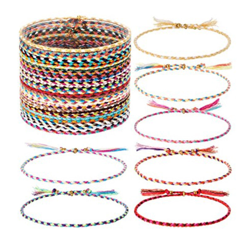 28 Pieces Woven Wrap Friendship Bracelets Handmade Braided Friendship Bracelet Adjustable Colorful Beaded Bracelet