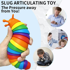 Slug Toy, Sensory Toys , Flexible Articulating 3D Printed Slug Toys, Novelty Party Favors for Kids, Adults, Christmas, Birthday (Rainbow)