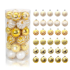 30PCS Christmas Balls Ornaments Gold&White Painted Shatterproof Festive Wedding Hanging Ornaments Christmas Tree Decoration