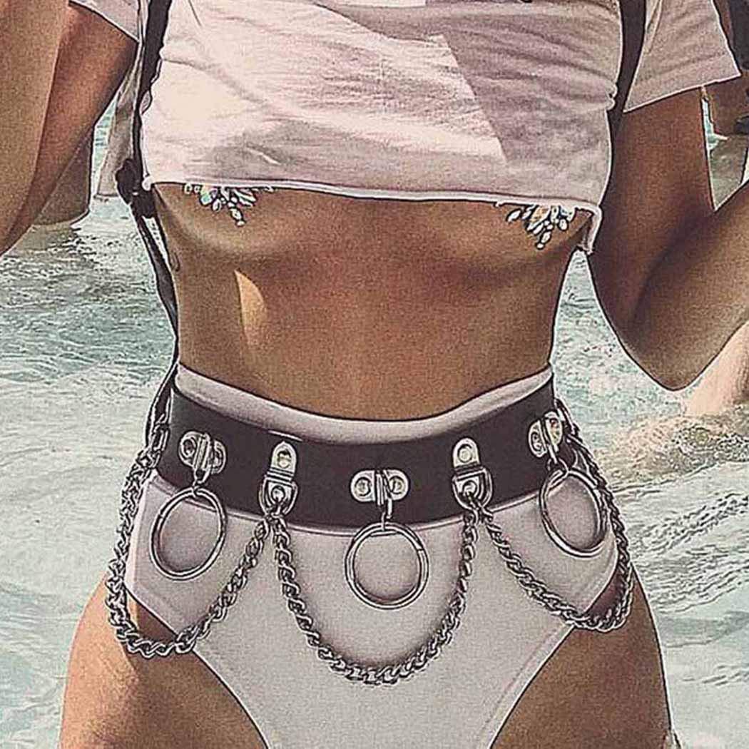 Punk Waist Chain Belt Leather Body Chain Rave Body Jewelry Accessories