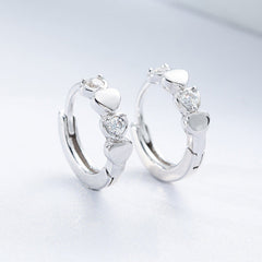 Double Love Heart Cubic  Small Hoop Earrings for Sensitive Ear