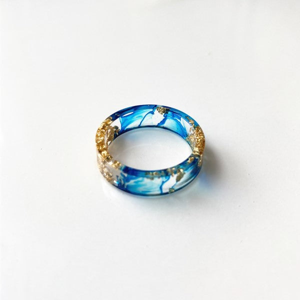 Ocean Style Transparent Plastic Resin Wedding Band Cocktail Party Hand Ring