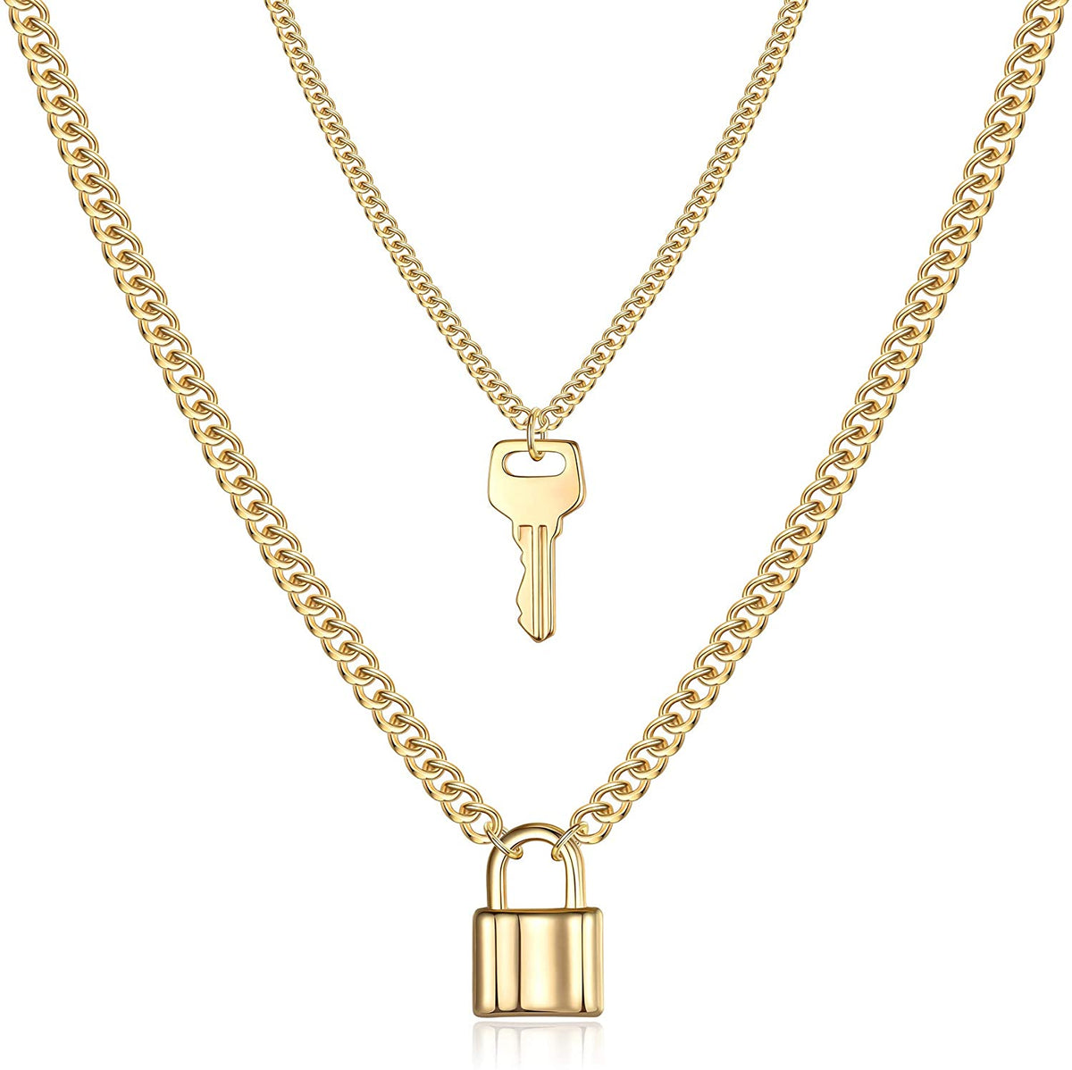 Dainty Layered Necklace, Handmade 14K Gold Plated Pendant Necklace