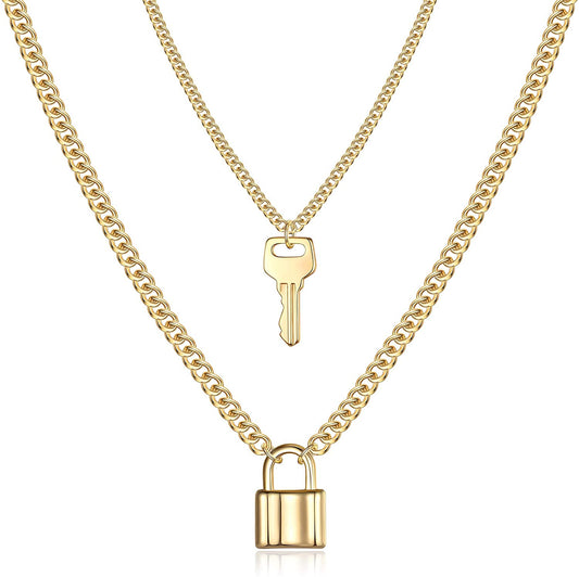 Dainty Layered Necklace, Handmade 14K Gold Plated Pendant Necklace