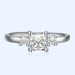 Moissanite Square Diamond Princess Simulation Ring Four Prong Square Hand Ring