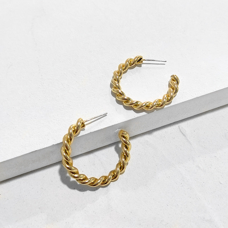 Fashion Twisted Rope Round Hoop Earrings