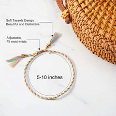 28 Pieces Woven Wrap Friendship Bracelets Handmade Braided Friendship Bracelet Adjustable Colorful Beaded Bracelet