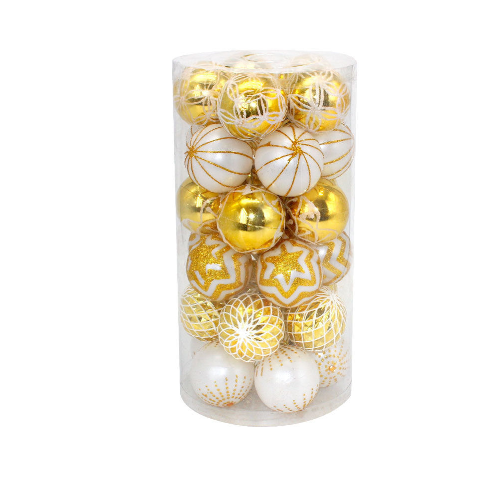 30PCS Christmas Balls Ornaments Gold&White Painted Shatterproof Festive Wedding Hanging Ornaments Christmas Tree Decoration