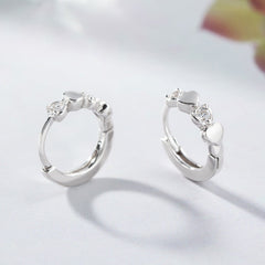 Double Love Heart Cubic  Small Hoop Earrings for Sensitive Ear