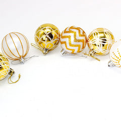 30PCS Christmas Balls Ornaments Gold&White Painted Shatterproof Festive Wedding Hanging Ornaments Christmas Tree Decoration