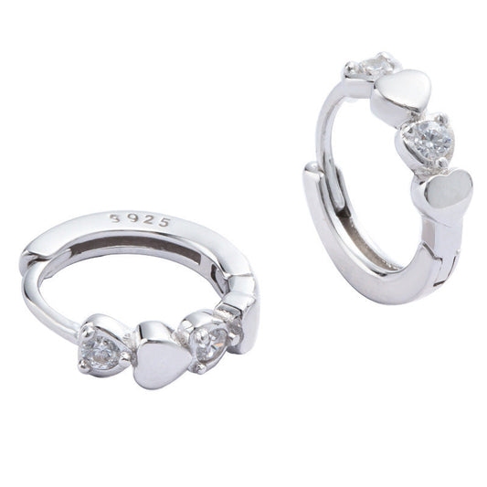 Double Love Heart Cubic  Small Hoop Earrings for Sensitive Ear