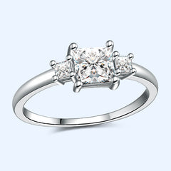 Moissanite Square Diamond Princess Simulation Ring Four Prong Square Hand Ring