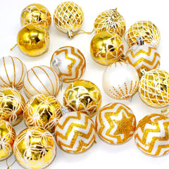 30PCS Christmas Balls Ornaments Gold&White Painted Shatterproof Festive Wedding Hanging Ornaments Christmas Tree Decoration