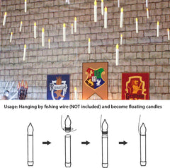 12pcs Batteries Operated Taper Candles with Remote, Warm White Flickering Light, Flameless Handheld Candles Floating, Led Hanging candlesticks for Party Halloween Church Home