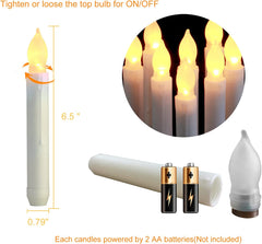 12pcs Batteries Operated Taper Candles with Remote, Warm White Flickering Light, Flameless Handheld Candles Floating, Led Hanging candlesticks for Party Halloween Church Home