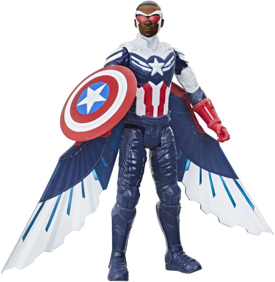 Avengers Marvel Studios  Series Captain America Action Figure, 12-Inch Toy, Includes Wings, for Kids Ages 4 and Up