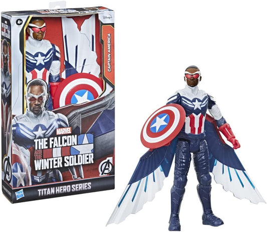 Avengers Marvel Studios  Series Captain America Action Figure, 12-Inch Toy, Includes Wings, for Kids Ages 4 and Up