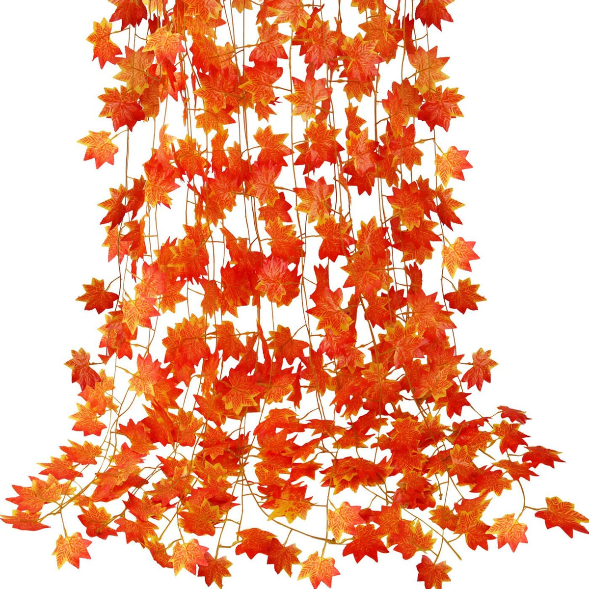 5 Pack Fall Leaf Garland, Hanging Vines Garland Artificial Fall Maple Leaves Garland Thanksgiving Decor for Home Wedding Fireplace Party