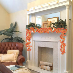 5 Pack Fall Leaf Garland, Hanging Vines Garland Artificial Fall Maple Leaves Garland Thanksgiving Decor for Home Wedding Fireplace Party