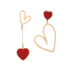 Asymmetry Heart Drop Dangle Earrings